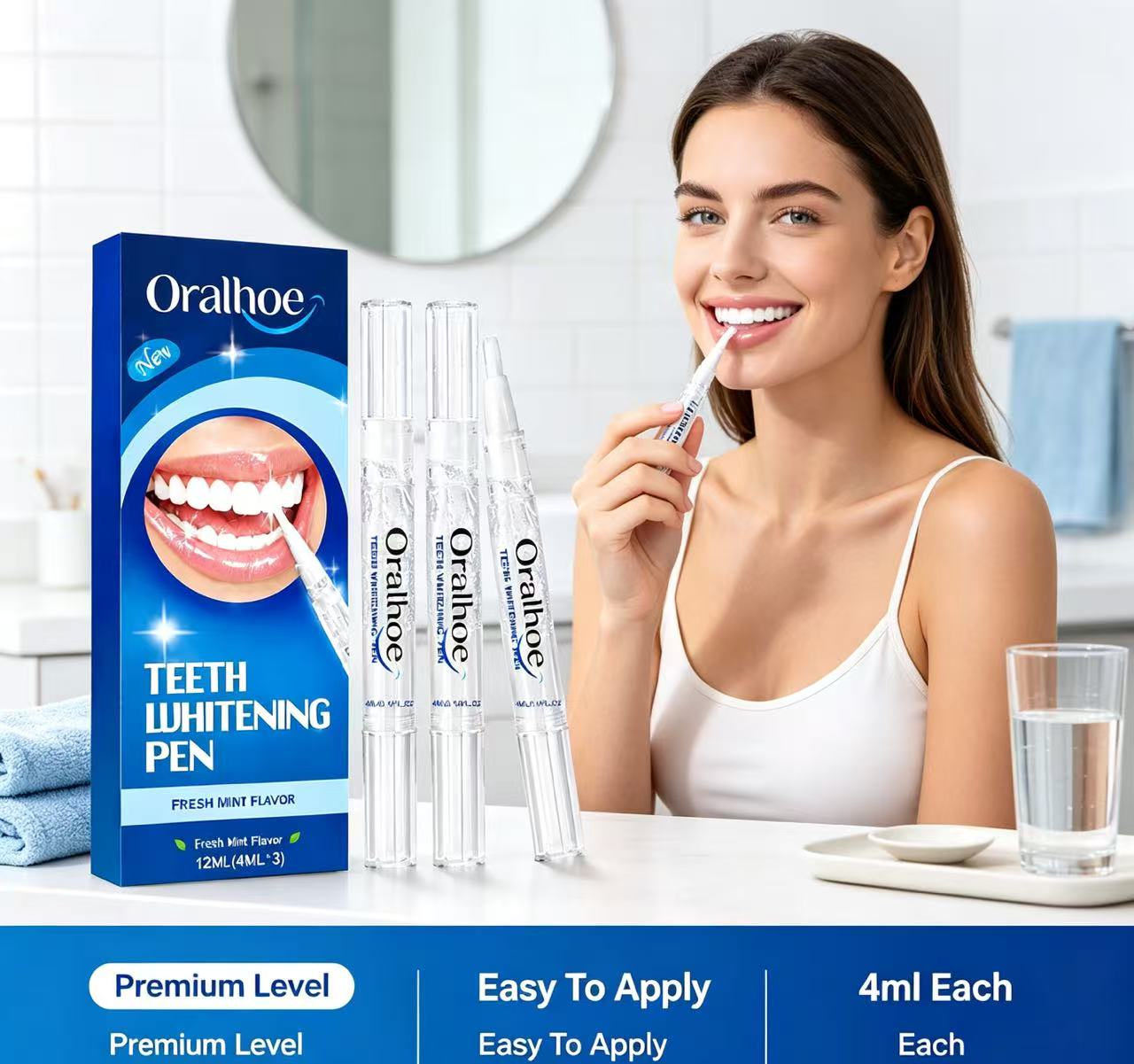 Teeth Whitening Gel Pen - Pena Pemutih Gigi Oralhoe, 3 buah
